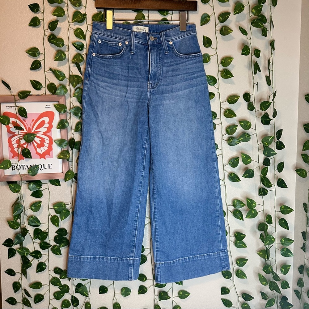 Womens Madewell blue jeans wide leg cropped size 27